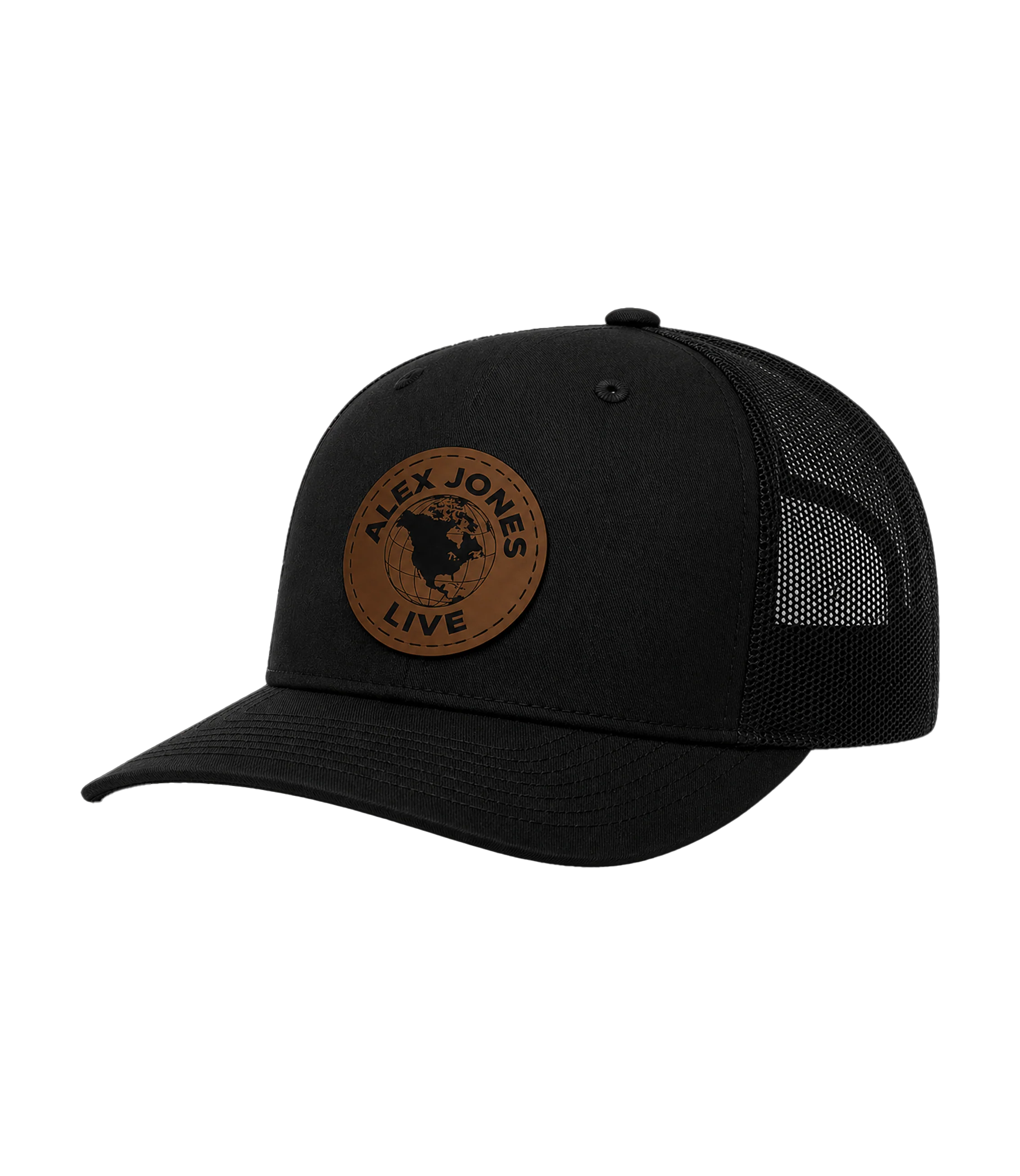 Alex Jones Live Globe Leather Patch Hat - Image 2